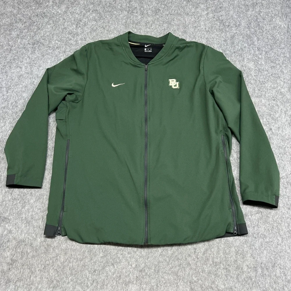 Baylor Bears Jacket Mens 2XL Green NCAA Football Nike Full Zip College‎ Warm Up
